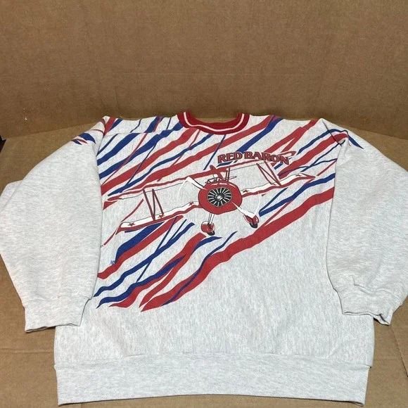 Vintage Red Baron Crewneck Sweatshirt 2XL, Benchmark, Manfred Von Richthofen